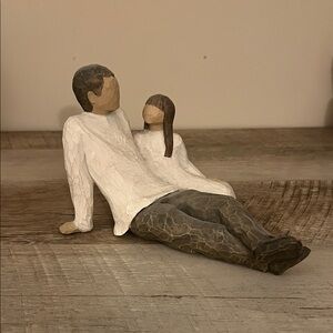 Willow Tree Father and Daughter Sculpture in White and Brown